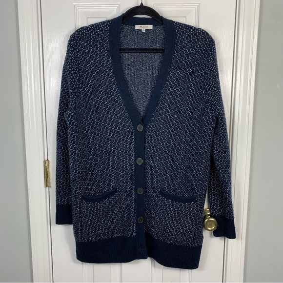 Madewell Sweaters - Madewell Bird's Eye Maysfield Cardigan Sweater Size Small